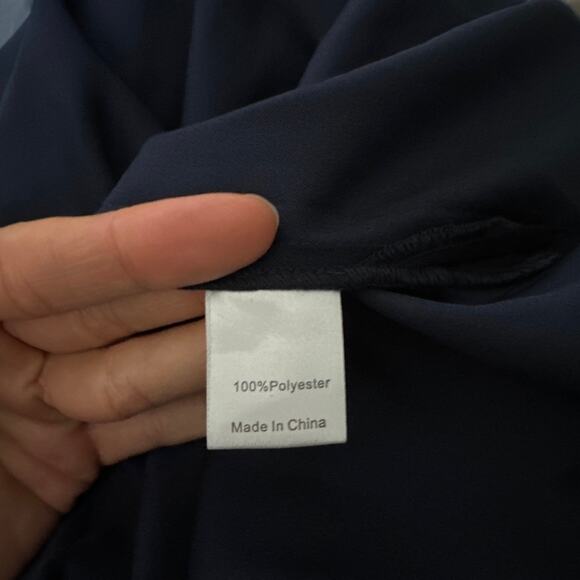 Tuckernuck Navy Satin Fringe Jamie Midi Dress size S small - Picture 4 of 5